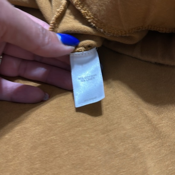 Pure Jill Golden cotton linen wide leg pocketed pants large - Picture 4 of 5